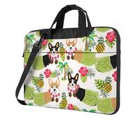 OAZCVBNN Corgi Hawaiian Tropical Summer Pineapple Print Versatile Laptop Bag Stylish Laptops Case With Messenger Shoulder Briefcase Options