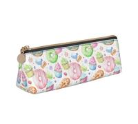 OAZCVBNN Cupcakes Donuts Muffins Sugar Print Leather Pencil Case Stylish Pouch School Travel Makeup Organization Lightweight
