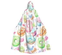 OAZCVBNN Cupcakes Donuts Muffins Sugar Print Men And Women Hooded Cloak Carnival Cosplay Cape For Festivals Themed Parties