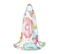 OAZCVBNN Cupcakes Donuts Muffins Sugar Print Wizard Robe Halloween And Carnival Parties Hooded Cloak For Men Women Teens Kids