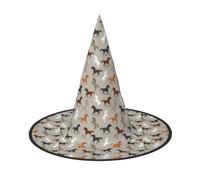 OAZCVBNN Cute Horse Print Unisex Halloween Witch Hat For Carnival Cosplay Foldable Cap And Themed Parties