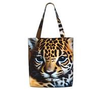 OAZCVBNN Cute Jaguar Print Canvas Shoulder Bag Large Capacity Reusable Tote Foldable Office Travel Picnic