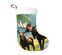 OAZCVBNN Deer Bear Moose Print Christmas Stocking Festive Xmas Plush Socks Holiday Ornament Family Hanging Decor