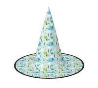 OAZCVBNN Dinosaur Pattern Print Unisex Halloween Witch Hat For Carnival Cosplay Foldable Cap And Themed Parties