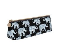 OAZCVBNN Elephant Print Leather Pencil Case Stylish Pouch School Travel Makeup Organization Lightweight