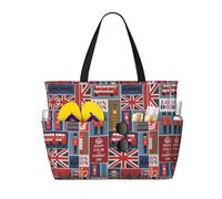 OAZCVBNN England Symbols Print Reusable Bag Stylish Summer Lightweight Vacation Picnic Gym Camping Versatile Use