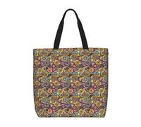 OAZCVBNN Ethnic Circles Floral Pattern Print Women Large Capacity Tote Bag Lightweight Everyday For Office Shopping Travel