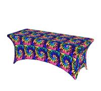 OAZCVBNN Exotic Tribe Tie Dye Style Print Exceptional Rectangular Elastic Table Cover Large Rectangular Easy Installation