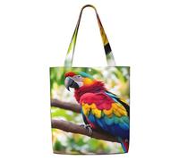 OAZCVBNN Fantastic Parrot Feather 1 Print Canvas Shoulder Bag Large Capacity Reusable Tote Foldable Office Travel Picnic