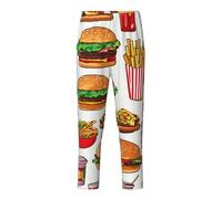 OAZCVBNN Fast Food Print Breathable Trousers Holiday Season Festive Celebrations Women Men Pajama Family Fun