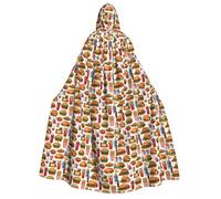 OAZCVBNN Fast Food Print Hooded Cloak Unisex Adult For Halloween Christmas Carnival Theme Parties Costume