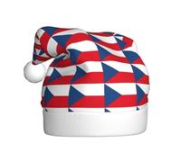 OAZCVBNN Flag of the Czech Republic Print Christmas Hat Festive Adult Santa Cap Trim New Year Party Holiday Seasonal Decor