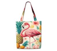 OAZCVBNN Flamingo And Pineapple 1 Print Canvas Shoulder Bag Large Capacity Reusable Tote Foldable Office Travel Picnic