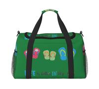 OAZCVBNN Flip Flops Calligraphy Beach Shoes Print Functional Travel Tote Ample Space Travel Bag Foldable Carry On Tote for Weekender
