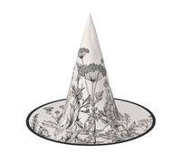 OAZCVBNN Floral Herbs Botanical Engraving Print Unisex Halloween Witch Hat For Carnival Cosplay Foldable Cap And Themed Parties