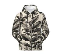 OAZCVBNN Floral Herbs Botanical Pattern Print Men'S Hoodie Winter Warmth Casual Pullover Daily Wear Travel Outdoor Activities Black