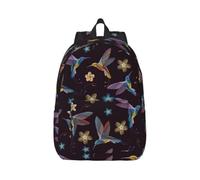 OAZCVBNN Flower Hummingbirds Embroidery Print Unisex Lightweight Backpack Stylish Double Shoulder Bag For Travel Daily Commuting