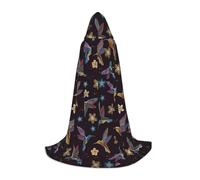 OAZCVBNN Flower Hummingbirds Embroidery Print Wizard Robe Halloween And Carnival Parties Hooded Cloak For Men Women Teens Kids