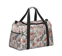OAZCVBNN Flower Paris Eiffel Tower Print Functional Travel Tote Ample Space Travel Bag Foldable Carry On Tote for Weekender