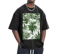 OAZCVBNN Flowering Herbs and Herbaceous Plants Print Oversized T-Shirts Classic Fit Short Sleeve Lounging Home Traveling Gym Workouts Black