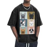 OAZCVBNN French Bulldog Print Oversized T-Shirts Classic Fit Short Sleeve Lounging Home Traveling Gym Workouts Black