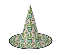 OAZCVBNN Fresh Banana Leaves Print Unisex Halloween Witch Hat For Carnival Cosplay Foldable Cap And Themed Parties