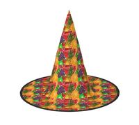 OAZCVBNN Fresh Fruits Pineapple Print Unisex Halloween Witch Hat For Carnival Cosplay Foldable Cap And Themed Parties