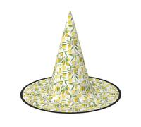 OAZCVBNN Fresh Tropical Lemons Print Unisex Halloween Witch Hat For Carnival Cosplay Foldable Cap And Themed Parties