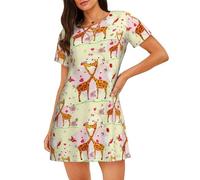 OAZCVBNN Giraffe Heart Flower Butterfly Print Skin Friendly Sleepwear Softness Stretch Pyjamas Leisurely Walks Shopping Trips Black