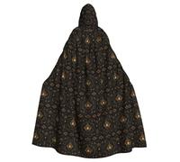 OAZCVBNN Gold Lotus Flowers Print Halloween Hooded Cloak Full Length Adults Kids Unisex Medieval Cosplay Costume
