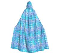 OAZCVBNN Gold Mermaid Scale Print Halloween Hooded Cloak Full Length Adults Kids Unisex Medieval Cosplay Costume