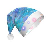 OAZCVBNN Gold Mermaid Scale Print Unisex Adult Led Christmas Hat Holiday Xmas Party Accessory Celebration Headwear