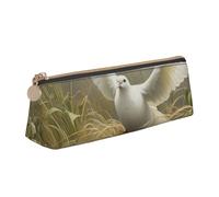 OAZCVBNN Grass and Dove Print Leather Pencil Case Stylish Pouch School Travel Makeup Organization Lightweight