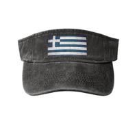 OAZCVBNN Greek Flag Print Washed Unique Cap Vintage Hat Adjustable Buckle Classic Fashion Casual Sport Caps Black