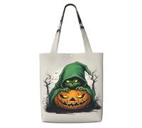 OAZCVBNN Green Ghost Horror Halloween Pumpkin 1 Print Canvas Shoulder Bag Large Capacity Reusable Tote Foldable Office Travel Picnic