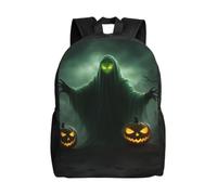 OAZCVBNN Green Ghost Horror Halloween Pumpkin Print Double Shoulder Backpack Lightweight Water-Resistant Unisex Bag Travel Outdoor