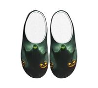 OAZCVBNN Green Ghost Horror Halloween Pumpkin Print Versatile Use Anti Pilling Washable Slippers for Women Men Cozy Stylish shoes