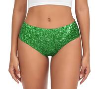 OAZCVBNN Green Sequin Sparkle Print Women Panties Flexibility Stretchy Briefs Everyday Wear Comfortable Softness Feel