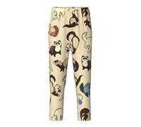 OAZCVBNN Hairy Ferret Print Breathable Trousers Holiday Season Festive Celebrations Women Men Pajama Family Fun