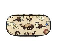 OAZCVBNN Hairy Ferret Print Lightweight Convenience Pencil Bag School Students Pen Case Makeup Travel Boy Girl
