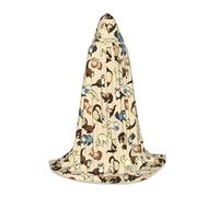 OAZCVBNN Hairy Ferret Print Wizard Robe Halloween And Carnival Parties Hooded Cloak For Men Women Teens Kids