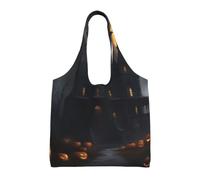 OAZCVBNN Halloween Goth Print Large Size Canvas Tote Bag Unisex Lightweight Shoulder Handbag Shopping Travel Daily