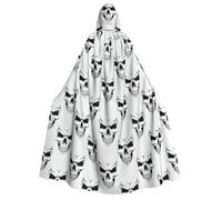 OAZCVBNN Halloween Themed Monochrome Skeleton Head Print Hooded Cloak Cosplay Carnival Costume Party For Festival Themed Lightweight Robe