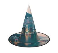 OAZCVBNN Hong Kong Print Unisex Halloween Witch Hat For Carnival Cosplay Foldable Cap And Themed Parties
