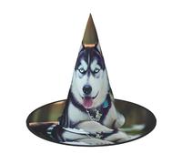 OAZCVBNN Husky Dog Print Unisex Halloween Witch Hat For Carnival Cosplay Foldable Cap And Themed Parties