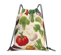 OAZCVBNN Introduction Of Various Vegetables Print Men Women Lightweight Foldable Drawstring Bag Sports Travel Yoga Workout Backpack