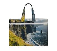 OAZCVBNN Ireland Outdoors County Clare The Cliffs Print Large Capacity Canvas Tote File Bag Office Travel Shopping Organizer Storage Bags