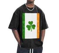 OAZCVBNN Irish Flag Print Oversized T-Shirts Classic Fit Short Sleeve Lounging Home Traveling Gym Workouts Black