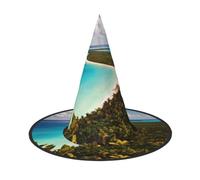 OAZCVBNN Island Of Cuba Print Unisex Halloween Witch Hat For Carnival Cosplay Foldable Cap And Themed Parties