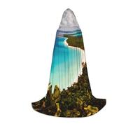 OAZCVBNN Island Of Cuba Print Wizard Robe Halloween And Carnival Parties Hooded Cloak For Men Women Teens Kids